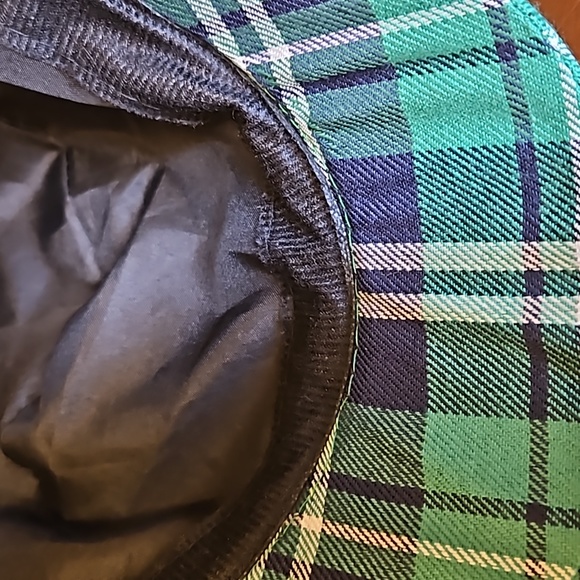 SCOTTISH TARTAN CAP WITH POM POM GOLFER PLAID GREEN IRISH ST. PATRICK'S DAY BLUE - Picture 6 of 6